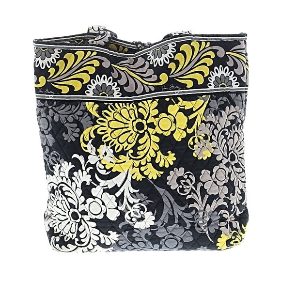 Vera Bradley Handbags - Vera Bradley | Quilted Cotton | Tote Bag Black | Gray & Yellow Floral | Purse